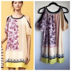 Anthropologie Leifnotes Brimming Borders Embroidered Beaded Shift Dress Size 4